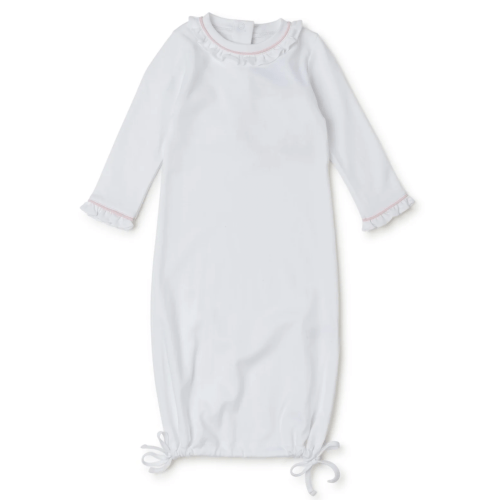 GEORGIA PIMA COTTON DAYGOWN FOR GIRLS - WHITE WITH LIGHT PINK PIPING – Cottontail & Co.
