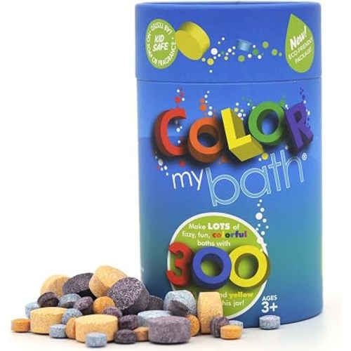 – Bath Color Tablets for Kids, 300 Count Jar – Color Changing, Non-Toxic, Non-Staining, Fragrance-Free – Mix Your Own Rainbow and Make Bathtime Fun & Educational - Made in USA (1-Pack)