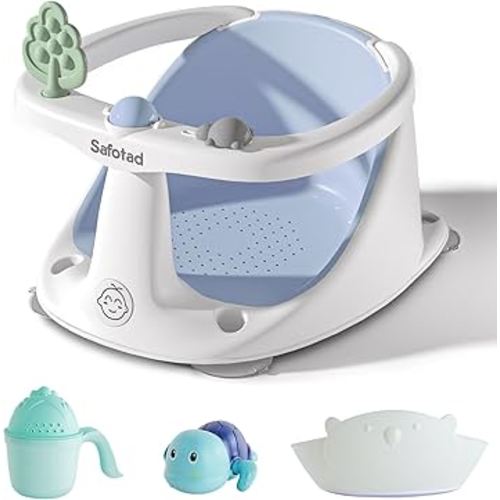 Baby Bath Seat for Babies 6 to 18 Months, Toddler Safety Bathtub Seat, Sit Up Bath Seat for Infant Bath Essentials with Soft Cushion & Suction Cups, Blue