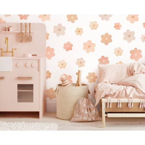 Daisy Wall Decals - Watercolor Daisy Wall Stickers, Floral Wall Art, Reusable and Removable Flower Wall Stickers