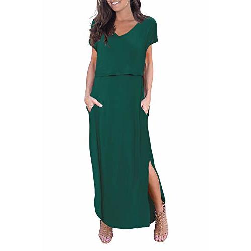 Smallshow Women's Maternity Nursing Dresses Split Long Dress for Breastfeeding
