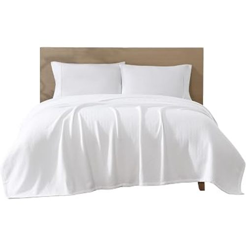100% Organic Cotton Medium Weight Twin Blanket, White