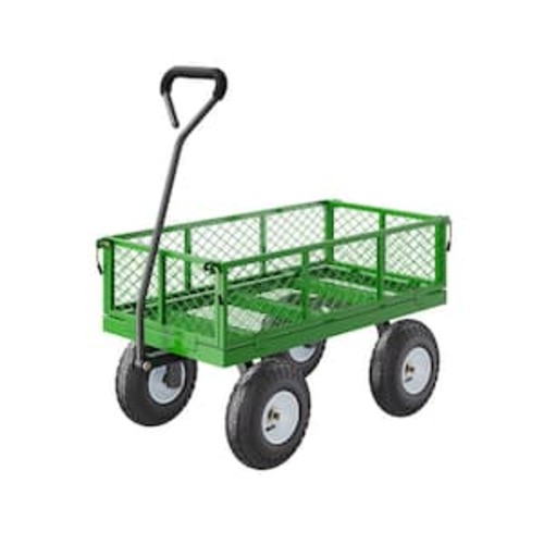 680 lbs. 3.33 cu. ft. Steel, Garden Cart on Wheels, Garden Wagon Cart Pullable, Metal Outdoor Utility Yard Wagon Carts