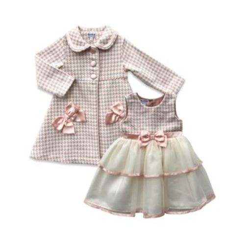 Baby Girls 2-Piece Houndstooth Coat and Dress Set