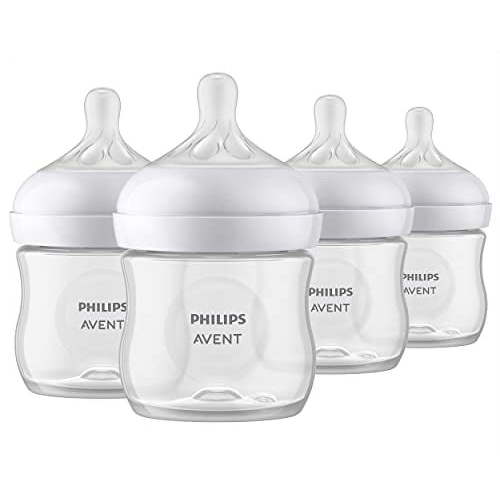 Philips AVENT Natural Baby Bottle with Natural Response Nipple, Clear, 4oz, 4pk, SCY900/04