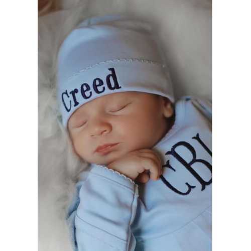 Baby boy coming home outfit, monogrammed gown, boys gown, sk creations, pima cotton