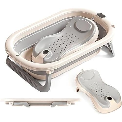 Collapsible Baby Bath, Baby Bath Tub with Antibacterial Stand, for Newborns 0-36 Months, Perfect Portable Travel Baby Bathtub (Gray)