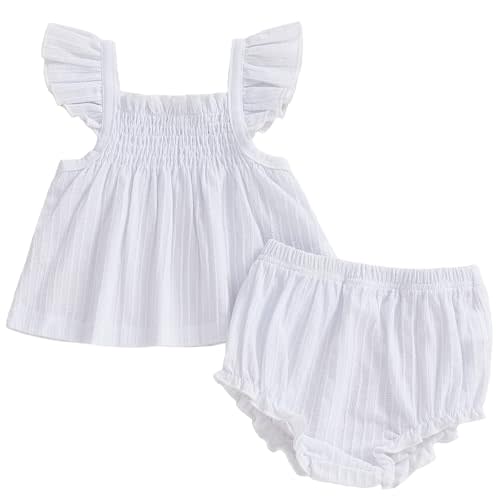 Mubineo Baby Girl Summer Clothes Cute Ruffle Tops Dress Shorts Outfits Set Infant Toddler Shrit Bloomers Princess Outfit
