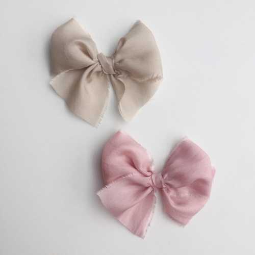 Raw Silk Hair Bow: Baby Girl Headband or Clip