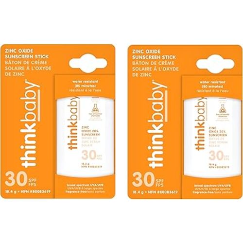 thinkbaby Sunscreen Stick, White/Orange, 0.64 Ounce (2 pack)