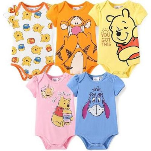 Baby Girls' Disney Winnie the Pooh 5-Pack Short Sleeve Bodysuits - Multicolored 3 Months