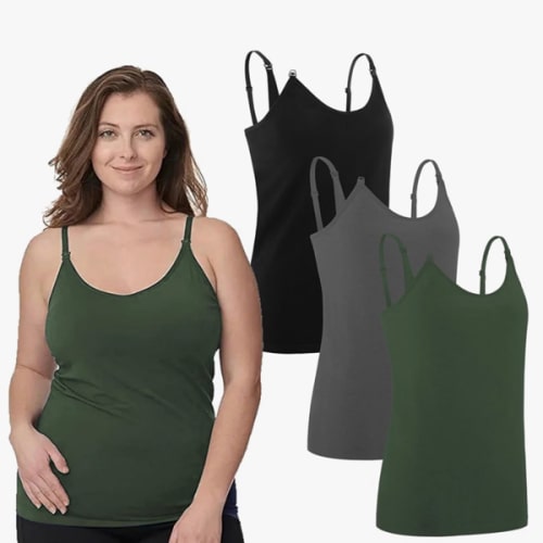 Under Control Nursing Cami Tank Tops for Breastfeeding Women Nursing Tops Maternity Shirts, Camisoles with Built in Bra 3Pack