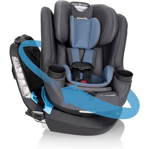 Evenflo REO by Revolve360 Rotating Convertible Car Seat with Quick Clean Cover, Infant to Toddler, Forward and Rear Facing, Compact Design, One-time Install (Nantucket)
