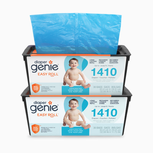 Diaper Genie Easy Roll Refill Bags - Compatible with Signature and Platinum Pails - Unscented, 60