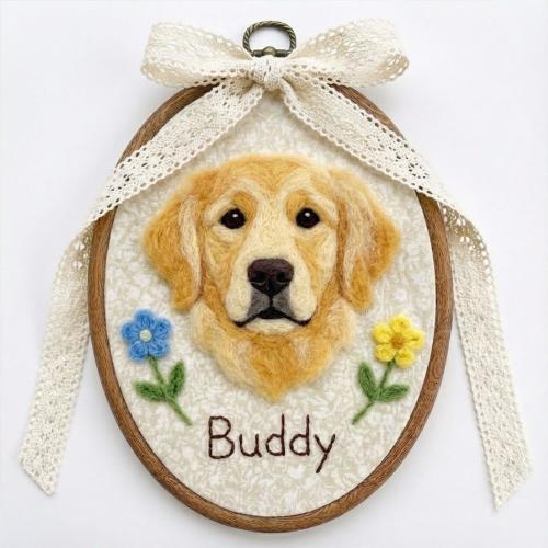 Custom Needle Felted Pet Portrait in Embroidery Hoop | Personalized Wool Dog or Cat Art | Handmade Pet Keepsake Gift