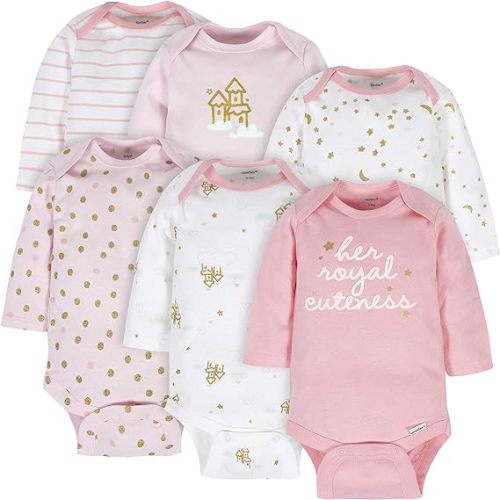 Gerber Baby Girls' 6-pack Long-sleeve Onesies Bodysuits
