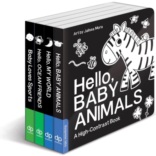 High Contrast Baby Book Set: 4 Board Books for Newborns