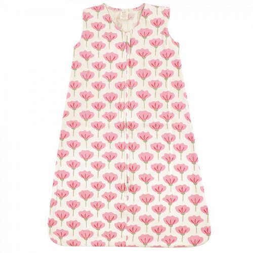 Touched by Nature Baby Girl Organic Cotton Sleeveless Wearable Sleeping Bag, Sack, Blanket, Tulip, 6-12 Months