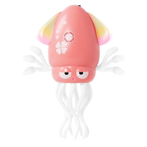 Hirger Dancing Octopus Baby Girl Toys, Pink Crawling Squid Infant Tummy Time Toy with Light Music, Interactive Sensory Toy for Toddler 1 2 3, Birthday Gift for 3 6 9 12 18+ Month