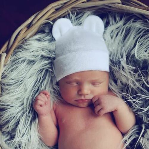 Newborn Bear Hat, White
