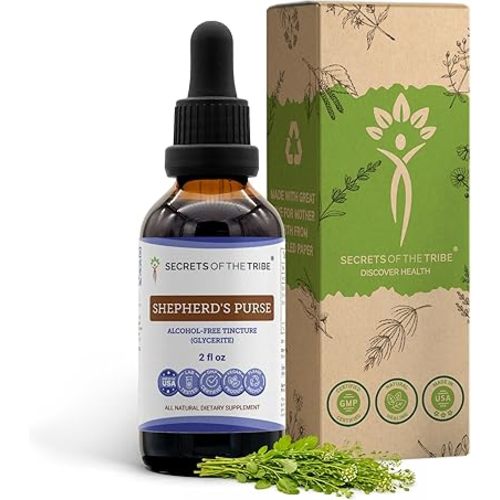Secrets of the Tribe Shepherd's Purse Alcohol-Free Liquid Extract, Shepherd's Purse (Capsella Bursa-Pastoris) Dried Herb (2 FL OZ)