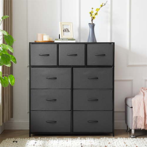 Mainstays 9 Drawer Fabric Dresser for Bedroom, Grey