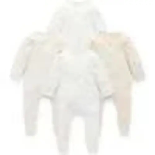 4 Pack Zip Footie Vanilla Bear Pack - Purebaby Sleepwear | Maisonette