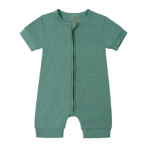 Zhuashum Onesie 0-3 Months Crewneck Rompers Pajamas Zipper Short Sleeve Sleeper Jumpsuit Comfortable Outfits Dark Green
