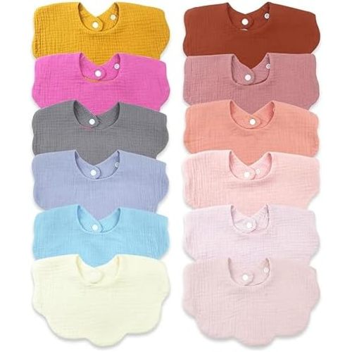 Muslin Baby Bibs for Drooling and Teething Newborn Drool Bibs for Baby Girl Boy