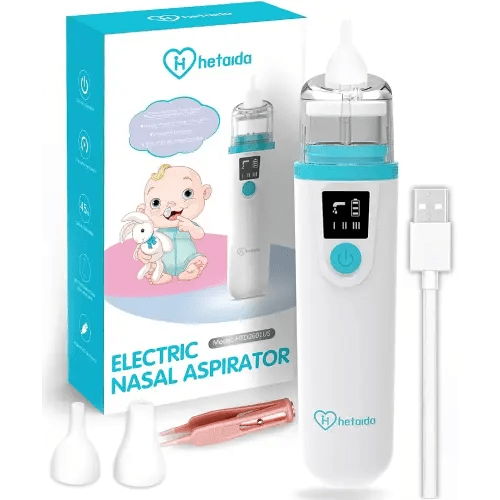 Nasal Aspirator for Baby, Electric Baby Nose Sucker, USB Rechargeable with 3 Suction Levels, Mute and Anti-Backflow with Infant Nose Cleaning Tweezer