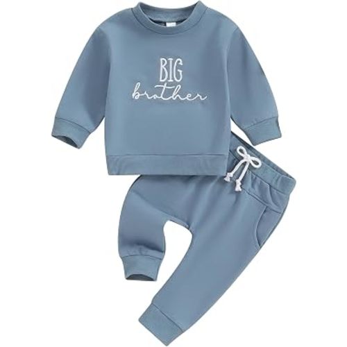 Bonangber Sibling Matching Outfits Newborn Toddler Baby Long Sleeve Crewneck Sweatshirt with Pants Cute Fall Winter Clothes