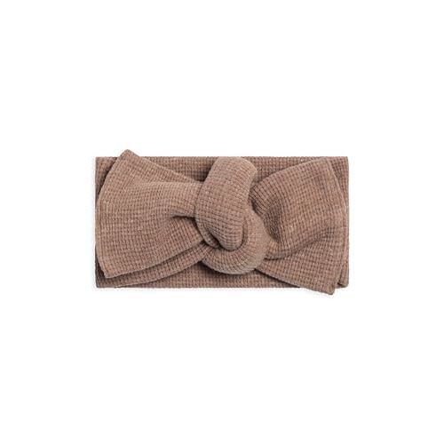Colored Organics Baby Organic Cotton Hattie Waffle Bow Wrap Headband - Heather Truffle Waffle