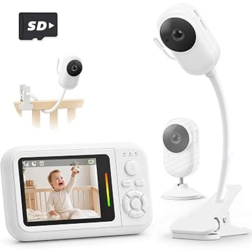 Baby Monitor with Camera and Audio,2.8" Screen Baby Monitor No Wifi with Clip for Crib & Stand, Portable Travel Baby Bed Camera with Auto Night Vision, VOX, 2-Way Talk, Temp Sensor & 7 Lullabies