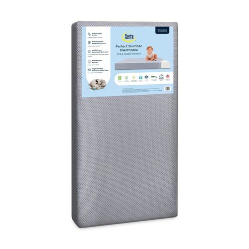 Serta Perfect Slumber Dual Sided Crib and Toddler Mattress - Waterproof - Hypoallergenic - Premium Sustainably Sourced Fiber Core -GREENGUARD Gold Certified (Non-Toxic) -7 Year Warranty - Made in USA