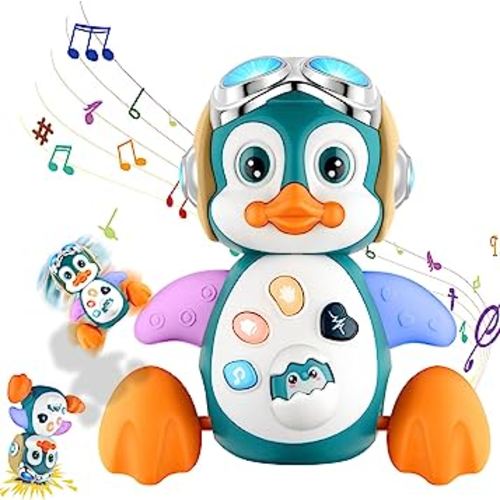 Baby Musical Toys Penguin 6-18 Months 2 Year Old and up Boys Girls Crawling Toys Early Learning Interactive Educational Preschool Development Kid Birthday Gifts Toy Christmas Brown