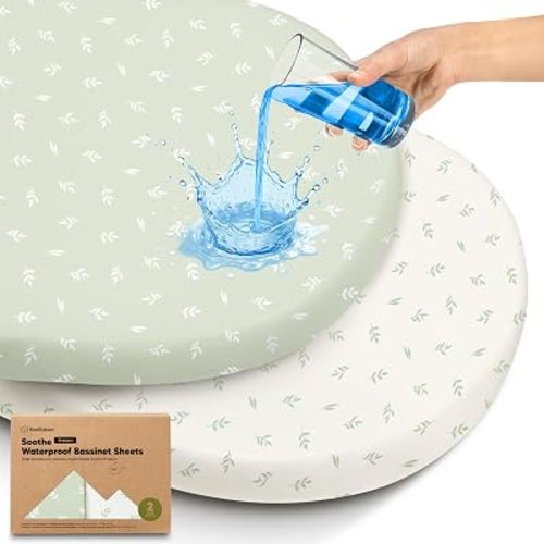 2pk Waterproof Bassinet Sheets Girls, Boys 33x17 Universal Fit (Herb)