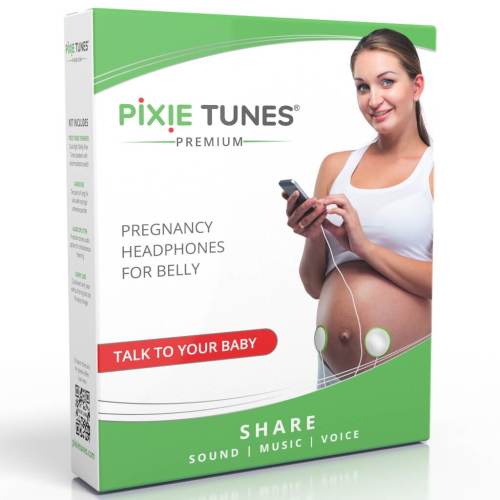 Pixie Tunes Premium Award Winning Baby Bump Headphones & Pregnancy Speakers, White