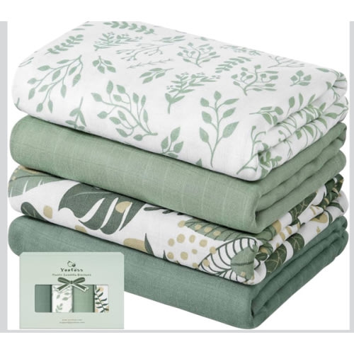 Yoofoss Muslin Swaddle Blankets, Organic Baby Blankets, 47 x 47 Inches Receiving Blanket for Baby Boys and Girls, Baby Essentials for Newborns Soft Breathable