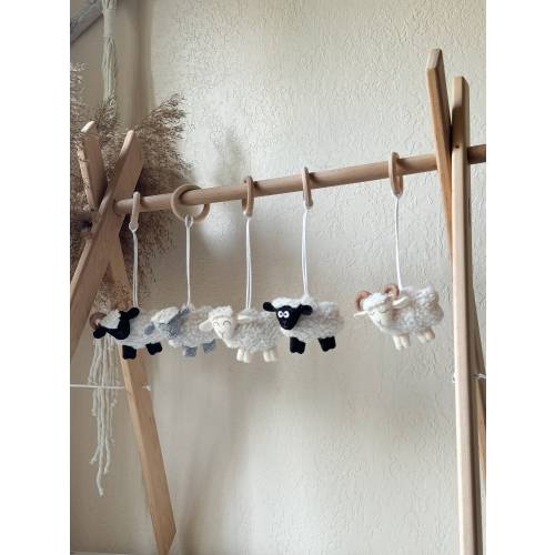 Cute baby gym toys, Sheep toys for gym in nursery room, Farm theme nursery decor, Ram nursery toys, Ram baby gym toys, Lambs toys nursery