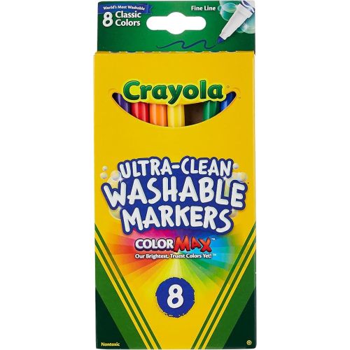 Crayola Ultra-Clean Washable Markers, Color Max, Fine Line Classic Colors 8 Ea