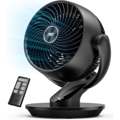 Dreo Fan for Bedroom, 13-Inch Oscillating Table Air Circulator Fan for Whole Room, 120° Tilt Adjustment, 28dB Ultra-Quiet, 70ft Powerful Airflow, 4 Speeds Desk Fans with Remote for Home
