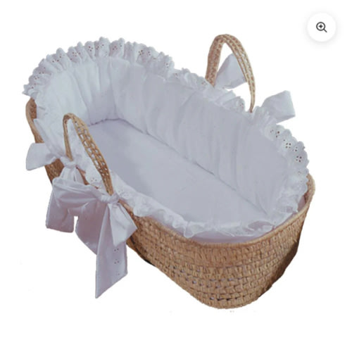 Traditional Eyelet Baby Moses Basket