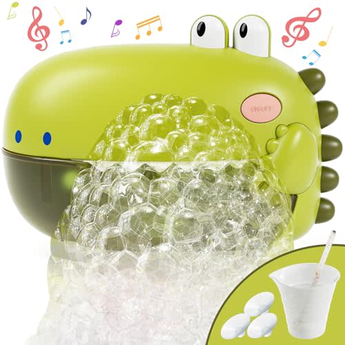 Lehoo Castle Baby Bath Toys, Bath Bubble Machine for Kids, Automatic Bubble Maker Toddler Bathtub Toy with 12 Melodies, Dinosaur Bath Toys for Boys Girls