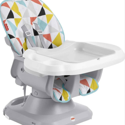 Fisher-Price Baby to Toddler High Chair SpaceSaver Portable Dining Seat & Booster with Washable Deep Tray & Liner, Windmill