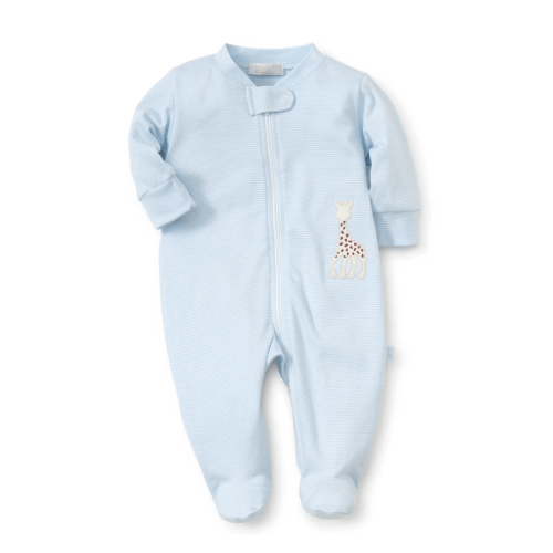 Blue Sophie Stripe Pajamas Zip Front Footie