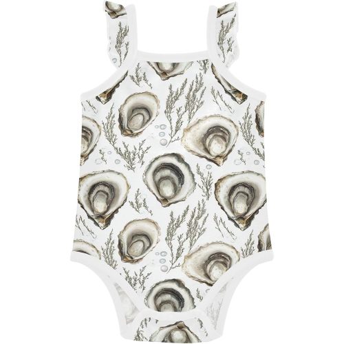 FRODOTGV Chic Oyster White Baby Cotton Sleeveless Bodysuits Soft Infant Baby Romper for Infant 3M