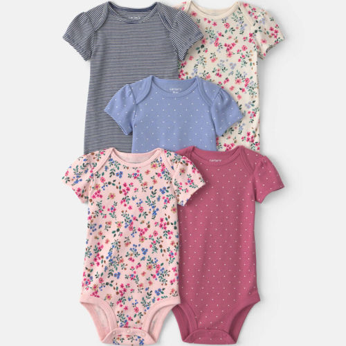 Baby Girl 5-Pack Floral Short-Sleeve Bodysuits | Carter’s Oshkosh Canada