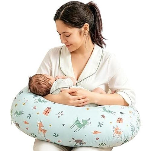 Nursing Pillow, Breastfeeding Pillows with Standard Size Removable Cover, Breast Feeding Pillow with Breathable Filling, Ergonomic Nursing Essentials for Bottle and Breastfeeding