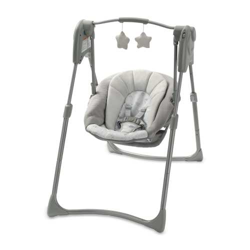 Graco Slim Spaces Compact Infant Baby Swing, Space Saver with Foldable Design, Reign