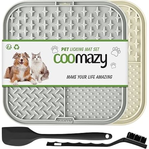 Coomazy Lick Mat for Dog and Cat, Slow Feeder & Non-Slip Design, Boredom and Anxiety Reducer, Suitable for Food, Treats, Yogurt, Peanut Butter and Liver Paste, Non-Toxic, 2-Packs
